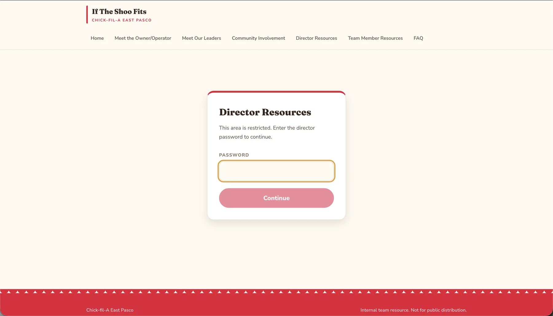 Private access to director resources on If the Shoo Fits